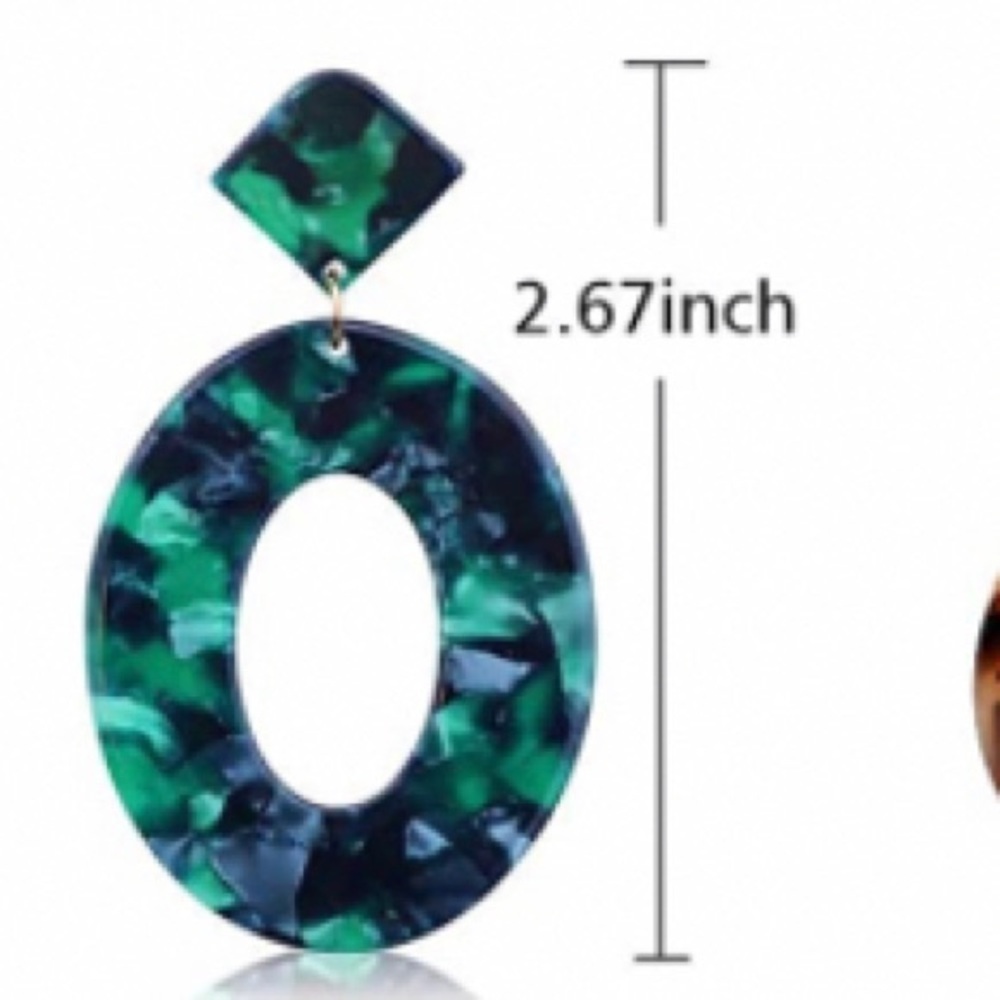 New in package Mottled Hoop Earrings Blue Green